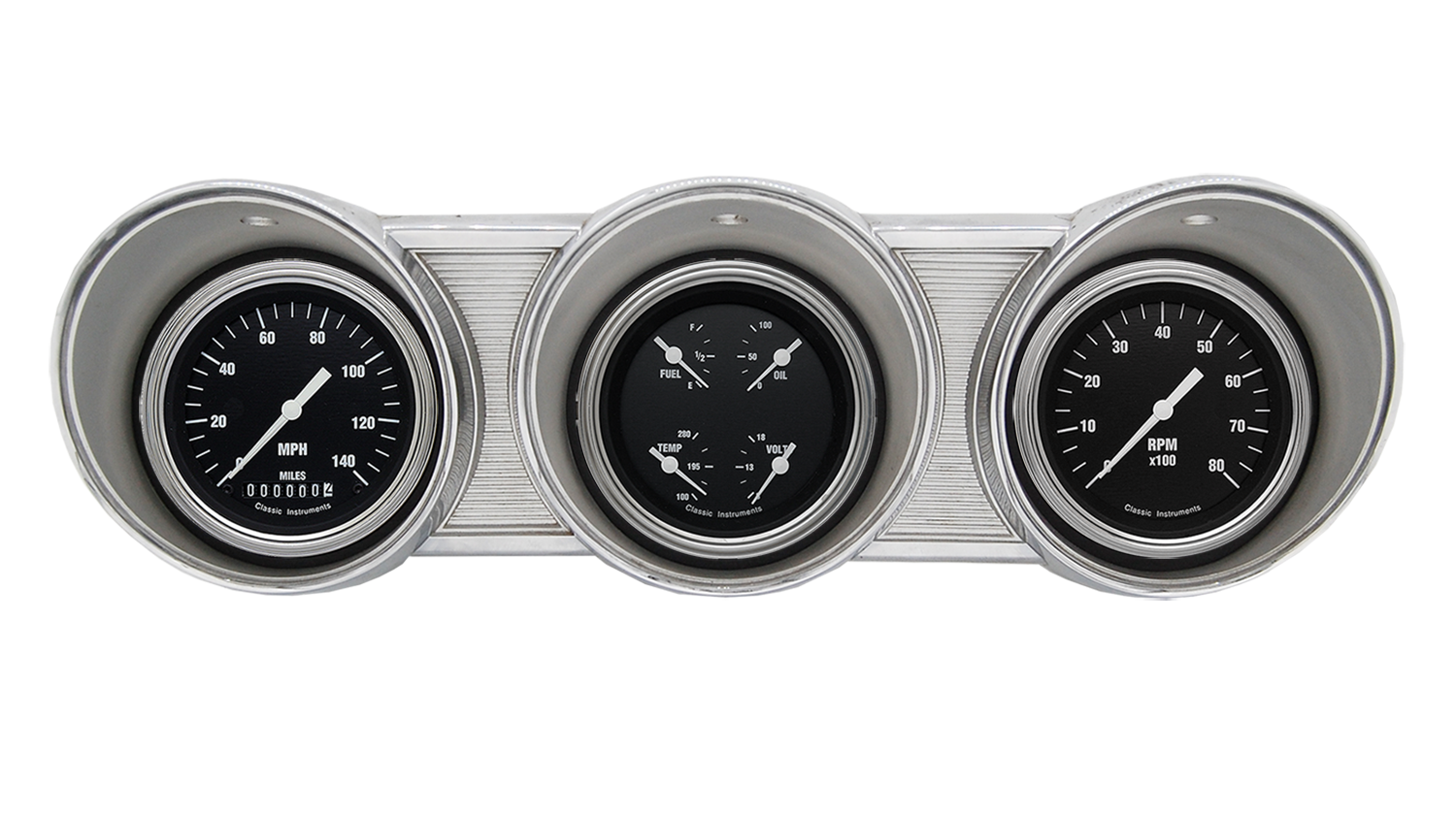 1962-1963 Ford Fairlane Aluminum Gauge Panel Adapter w/ Classic Instruments Hot Rod Gauges