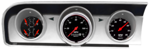 1964 Ford Fairlane Aluminum Gauge Panel Adapters w/ AutoMeter Designer Black Gauges