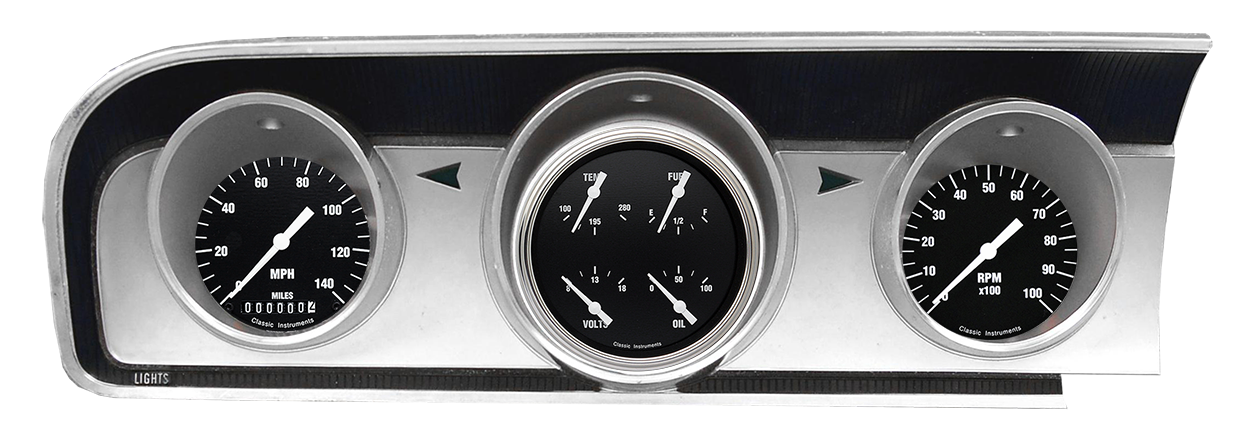 1964 Ford Fairlane Aluminum Gauge Panel Adapter w/ Classic Instruments Hot Rod Gauges