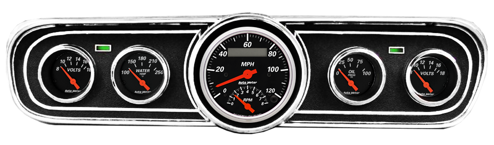 1965-1966 Ford Mustang Adapter Panels w/ Auto Meter Designer Black Gauges