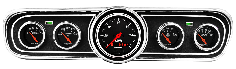 1965-1966 Ford Mustang Adapter Panels w/ AutoMeter Designer Black Gauges (GPS)