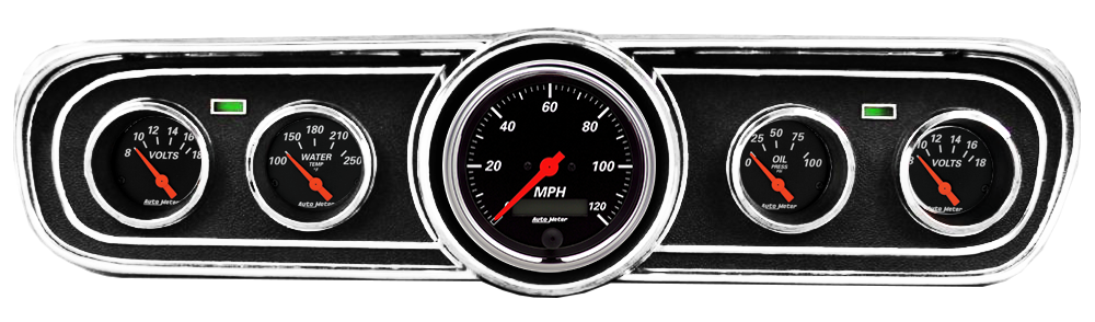 1965-1966 Ford Mustang Adapter Panels w/ AutoMeter Designer Black Gauges