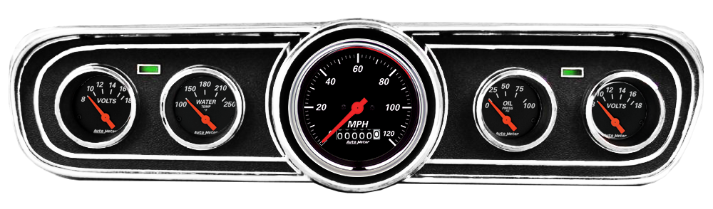 1965-1966 Ford Mustang Adapter Panels w/ AutoMeter Designer Black Gauges - Image 2