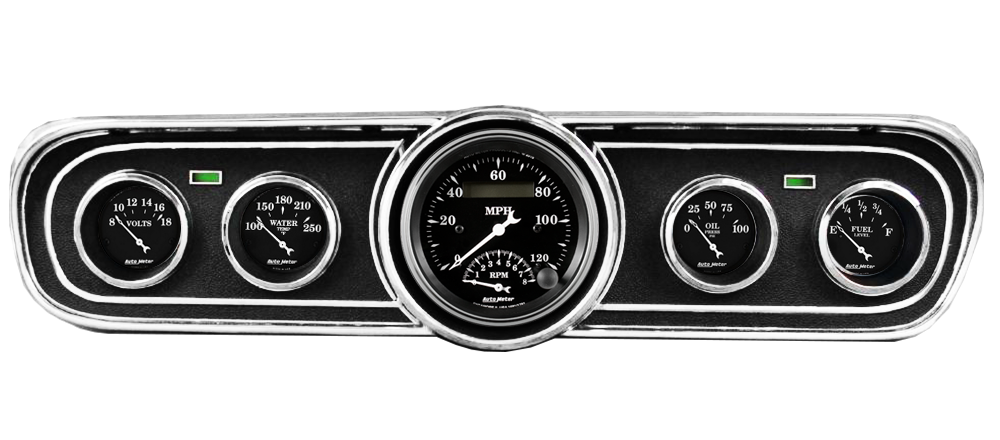 1965-1966 Ford Mustang Adapter Panels w/ Auto Meter Old Tyme Black Gauges