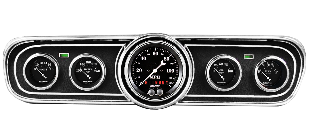 1965-1966 Ford Mustang Adapter Panels w/ Auto Meter Old Tyme Black Gauges (GPS)