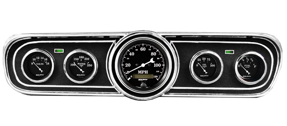 1965-1966 Ford Mustang Adapter Panels w/ Auto Meter Old Tyme Black Gauges