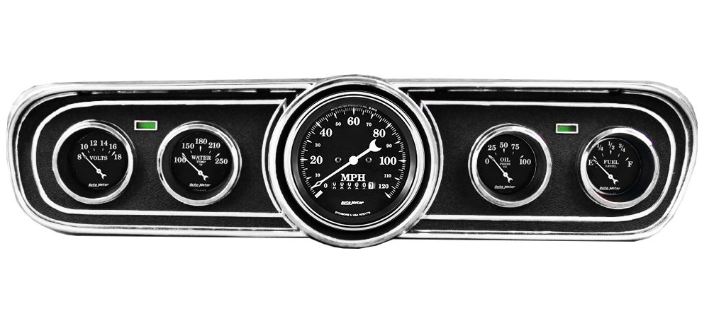 1965-1966 Ford Mustang Adapter Panels w/ Auto Meter Old Tyme Black Gauges - Image 2