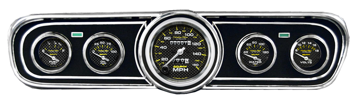 1965-1966 Ford Mustang Adapter Panels w/ AutoMeter Carbon Fiber Gauges
