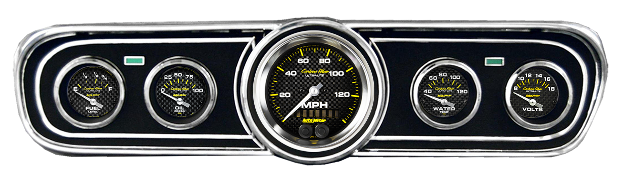 1965-1966 Ford Mustang Adapter Panels w/ AutoMeter Carbon Fiber Gauges - Image 2