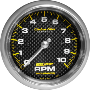 4798 Auto Meter Carbon Fiber 3 3/8" In-Dash 10,000 RPM Tachometer