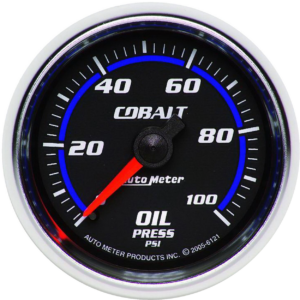 6121 AutoMeter Cobalt 2-1/16" 0-100 PSI Mechanical Oil Pressure Gauge