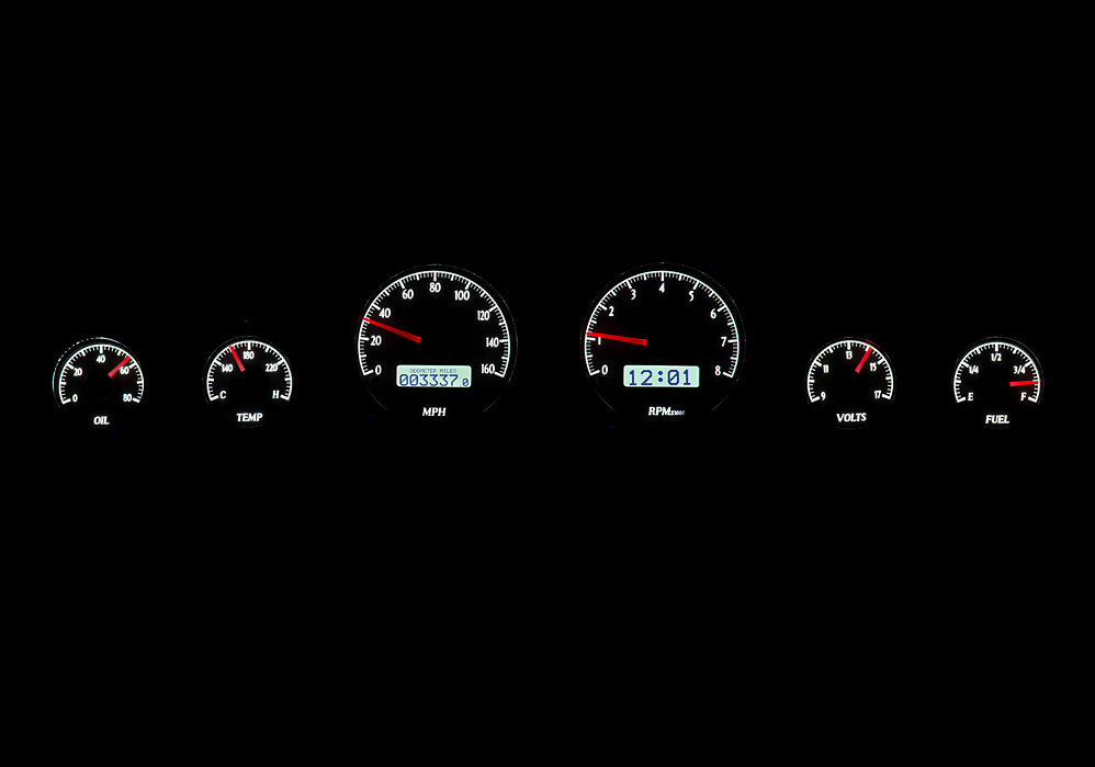 1963-1964 Ford Galaxie Aluminum Gauge Panels w/ Dakota Digital VHX Black Alloy Gauges - Image 4