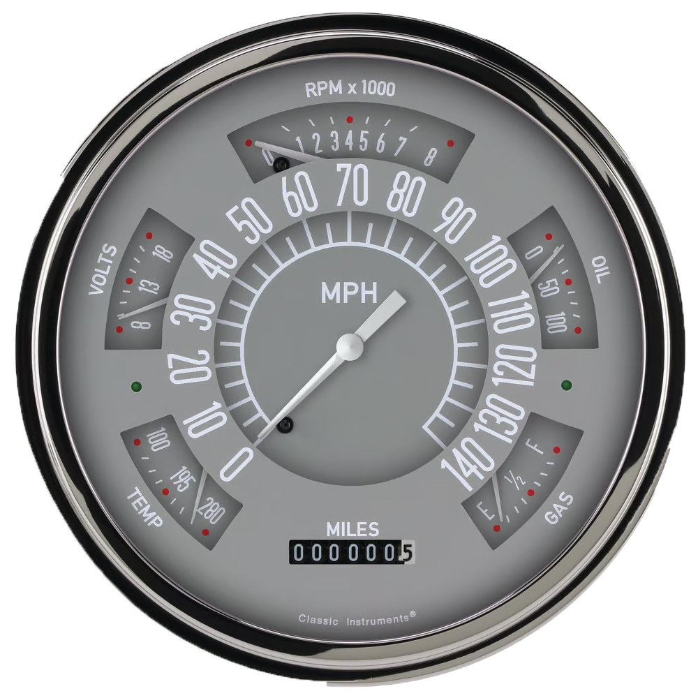 CH49G 1949-1950 Chevy Car Gray "ClassicLine" Six-Instrument Package By Classic Instruments