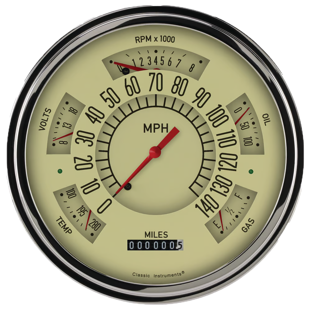 1949-1950 Chevy Car Tan "ClassicLine" Six-Instrument Package By Classic Instruments