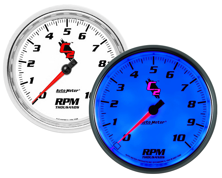 7298 Auto Meter C2 5" In-Dash 10,000 RPM Tachometer