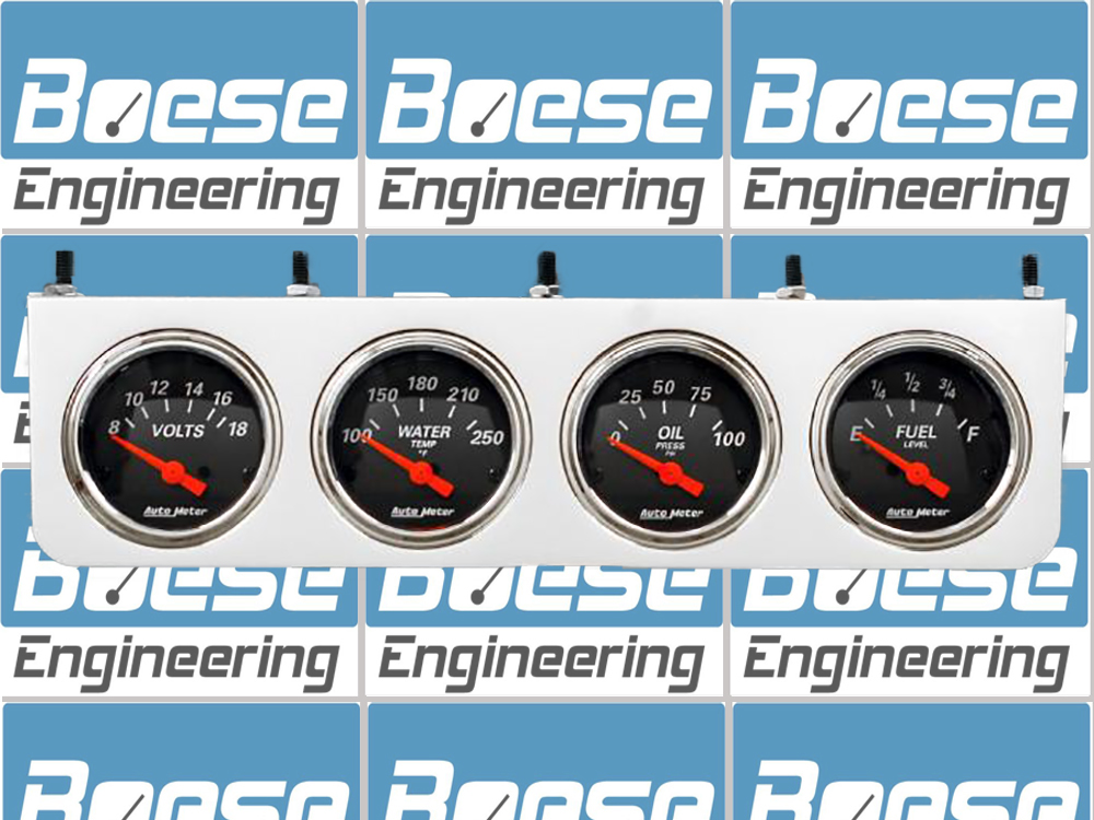 Under Dash Aluminum 4 Gauge Panel w/ Auto Meter Street Rod Series Gauges