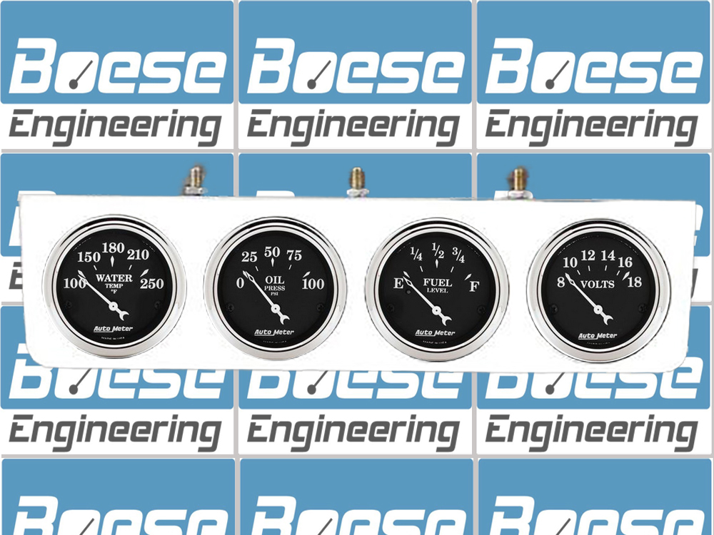 Under Dash Aluminum 4 Gauge Panel w/ Auto Meter Street Rod Series Gauges - Image 4