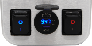 Aluminum Under Dash Panel w/ Two Lighted 4 Pin 30A ON/OFF Rocker Switches and USB Charging Station