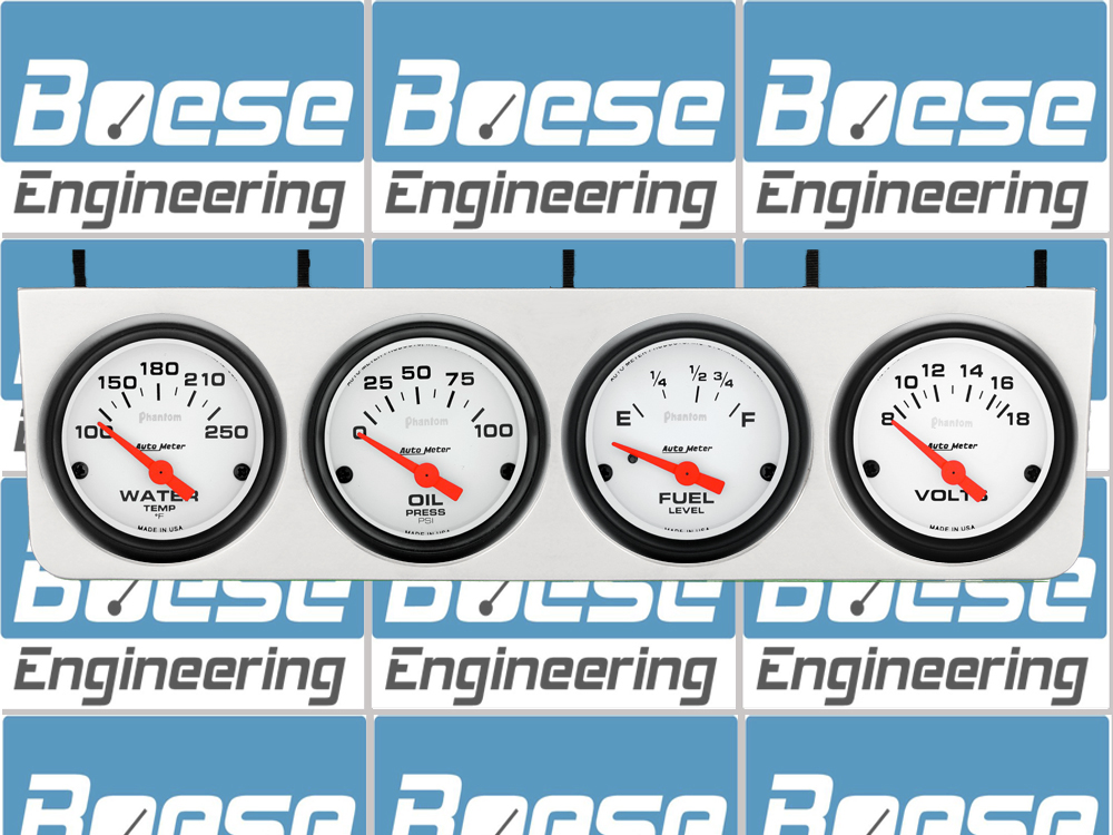 Aluminum Under Dash 4 Gauge Panel w/ 2 5/8" Auto Meter Phantom Gauges
