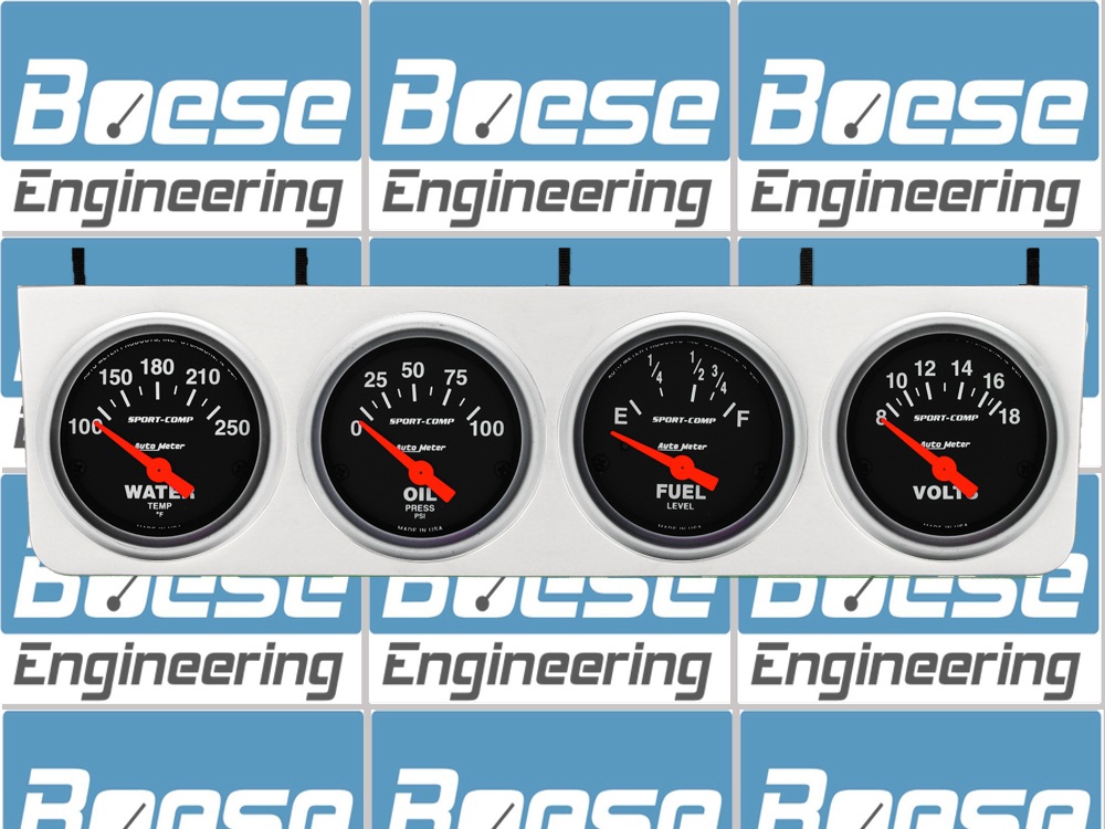 Aluminum Under Dash 4 Gauge Panel w/ 2 5/8" Auto Meter Sport-Comp Gauges