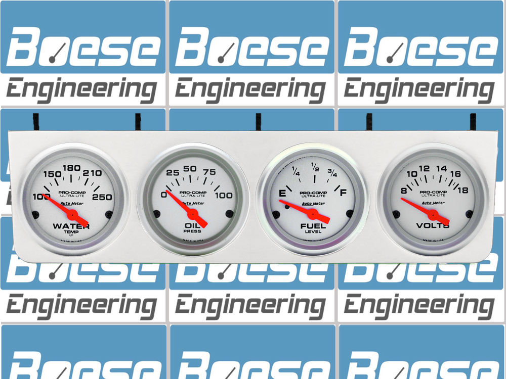 Aluminum Under Dash 4 Gauge Panel w/ 2 5/8" Auto Meter Ultra-Lite Gauges