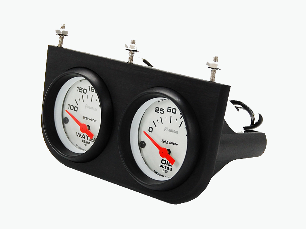 Aluminum 2 Gauge Under Dash Panel w/ Auto Meter Phantom Gauges - Image 2