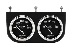 AutoMeter Old Tyme Black Oil Pressure & Water Temperature in Aluminum Gauge Panel