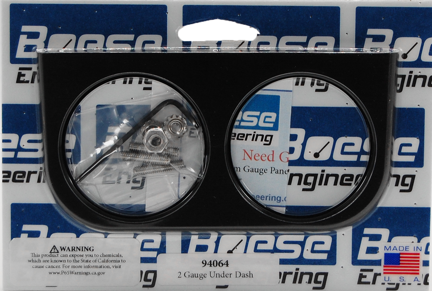 Aluminum Under Dash 2 Gauge Panel for 2 1/16" or 2 1/8" Gauges - Image 4