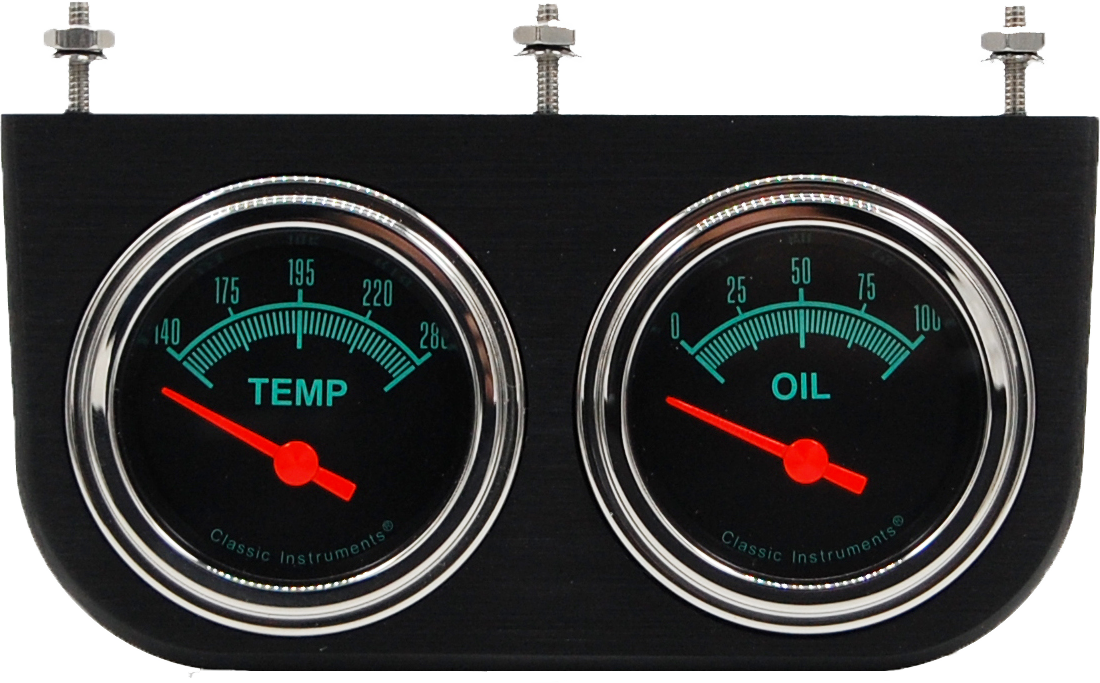 Aluminum 2 Gauge Under Dash Panel w/ Classic Instruments G/Stock Gauges