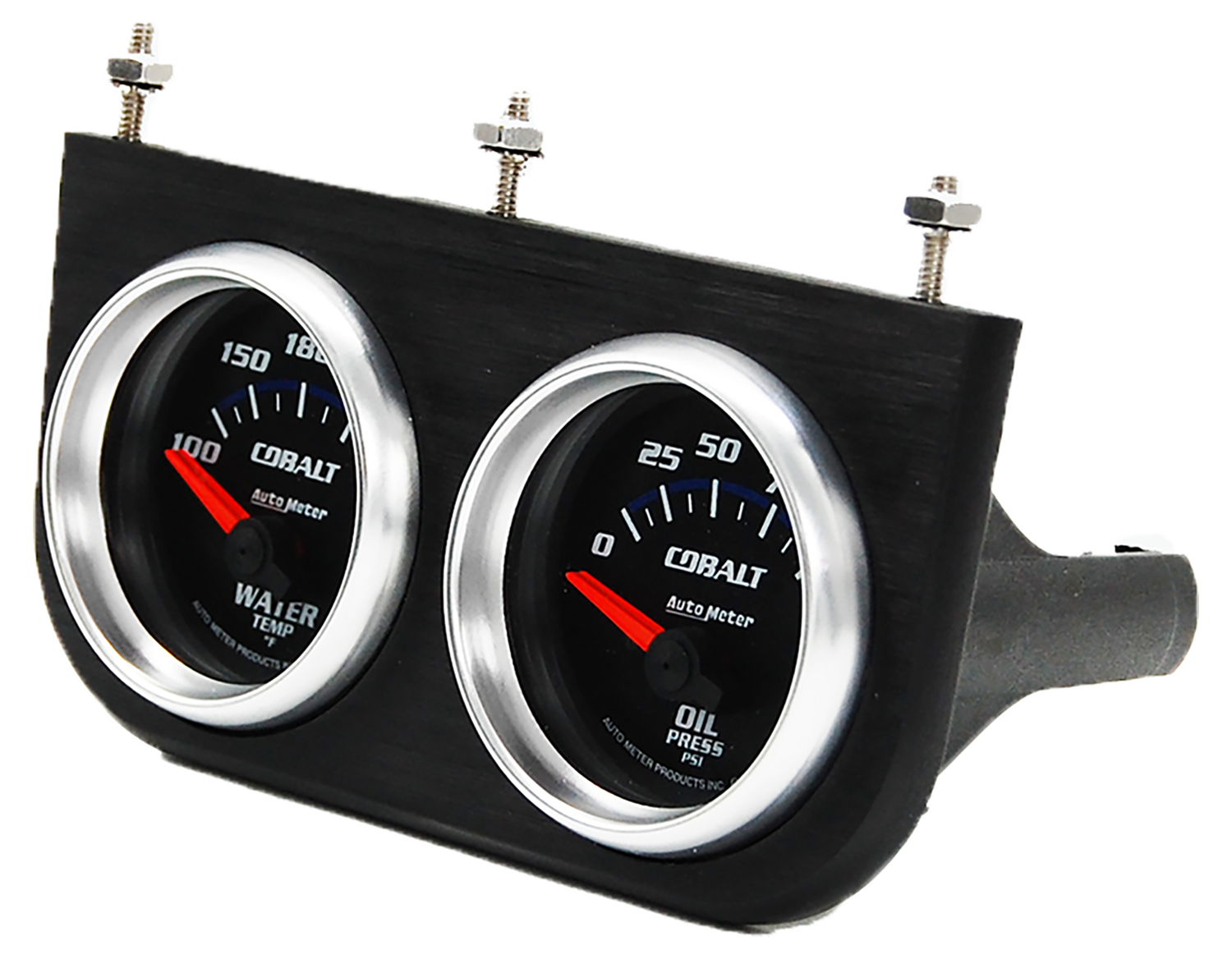 AutoMeter Cobalt Oil Pressure & Water Temperature Gauges in Aluminum Panel