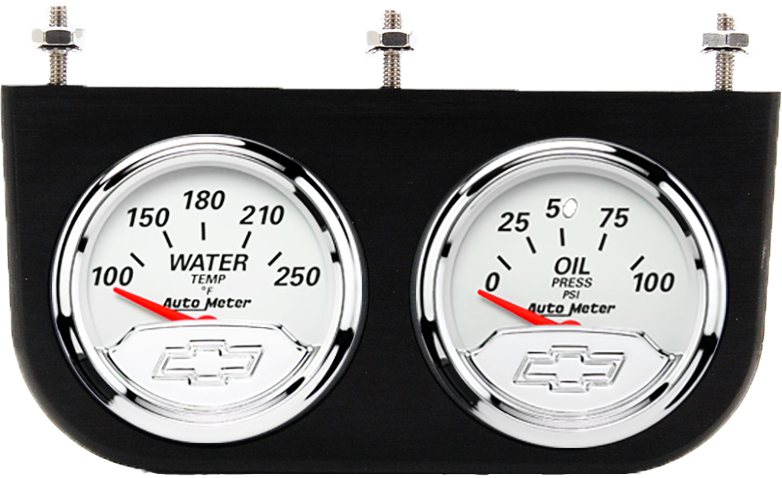 Aluminum 2 Gauge Under Dash Panel w/ Auto Meter Chevy Vintage