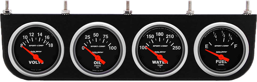 4 Gauge Under Dash Aluminum Panel w/ 2 1/16" Auto Meter Sport-Comp Gauges - Image 2