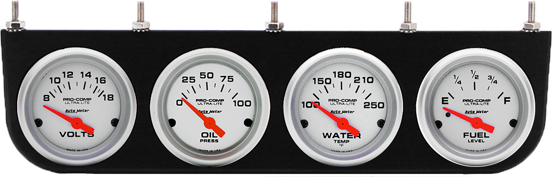 4 Gauge Under Dash Aluminum Panel w/ 2 1/16" Auto Meter UItra-Lite Gauges