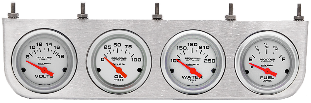 4 Gauge Under Dash Aluminum Panel w/ 2 1/16" Auto Meter UItra-Lite Gauges - Image 2