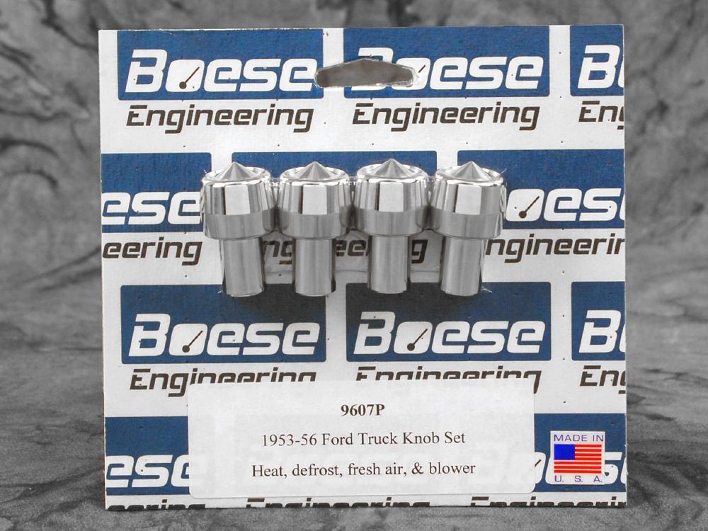 9607P 1953-1956 Ford Truck 4 piece billet aluminum dash knob set. 9607P Includes heat, defrost, fresh air, & heater blower. (polished)