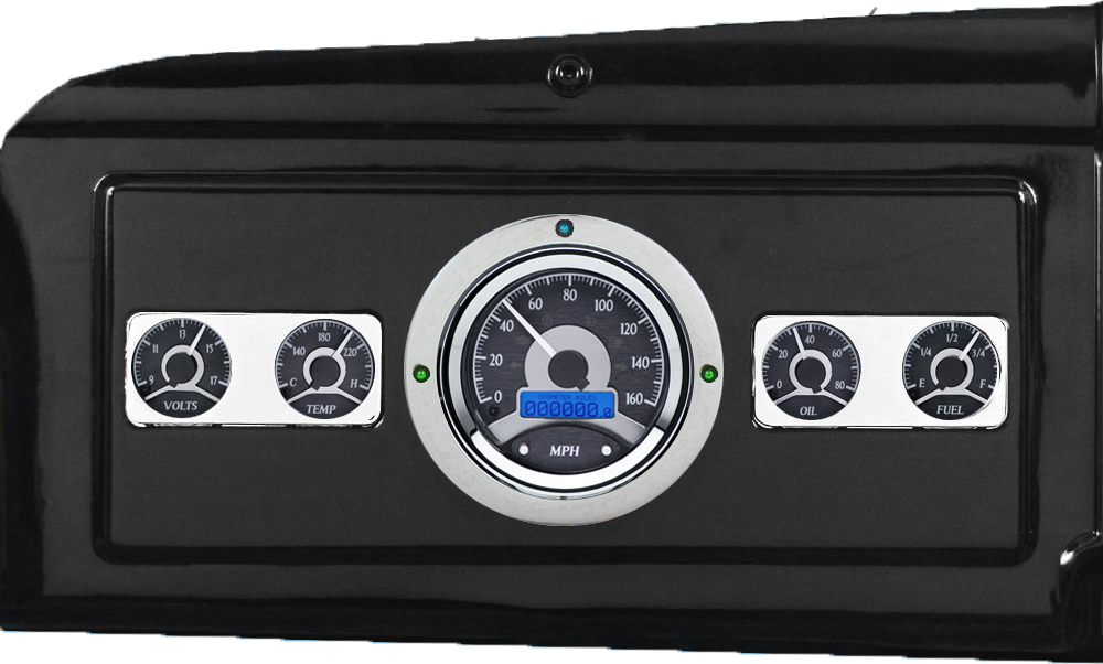 1939-1947 Dodge Truck Billet Aluminum Gauge Panel w/ Dakota Digital VHX-1050 Black Alloy Gauges
