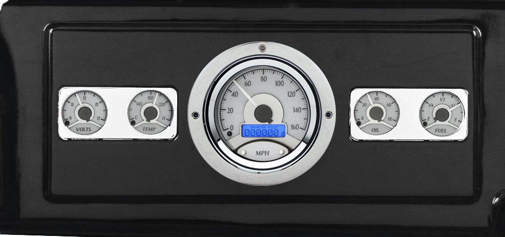 1939-1947 Dodge Truck Billet Aluminum Gauge Panel w/ Dakota Digital VHX-1050 Silver Alloy Gauges