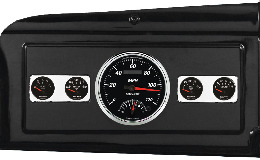 1939-1947 Dodge Truck Billet Aluminum Dash Insert w/ Auto Meter Designer Black II Gauges