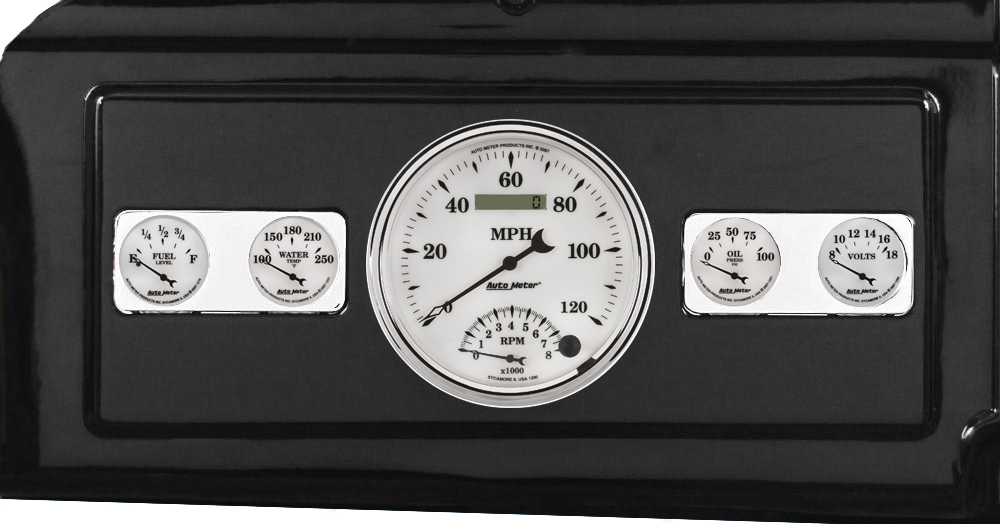 1939-1947 Dodge Truck Billet Aluminum Dash Insert w/ Auto Meter Old Tyme White II Gauges