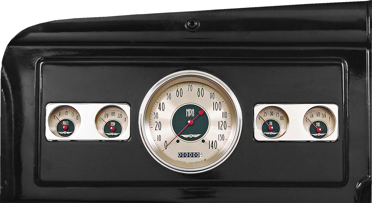 1939-1947 Dodge Truck Aluminum 5 Gauge Panel w/ Classic Instruments Gauges