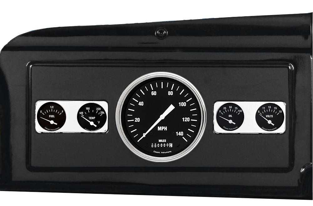 1939-1947 Dodge Truck Aluminum 5 Gauge Panel w/ Classic Instruments Hot Rod Gauges