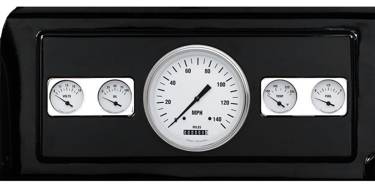 1939-1947 Dodge Truck Aluminum 5 Gauge Panel w/ Classic Instruments White Hot Gauges