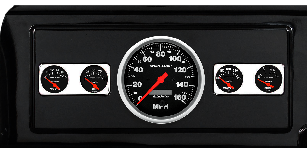 1939-1947 Dodge Truck Billet Aluminum Gauge Panel w/ Sport-Comp Gauges