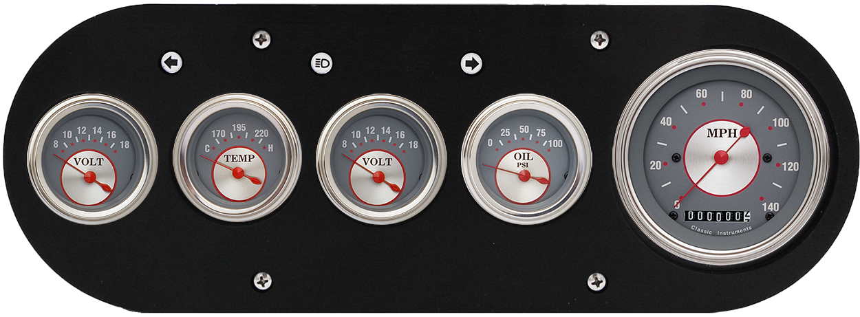 1954-1958 Dodge Truck Aluminum 5 Gauge Panel w/ Classic Instruments Silver Series Gauges
