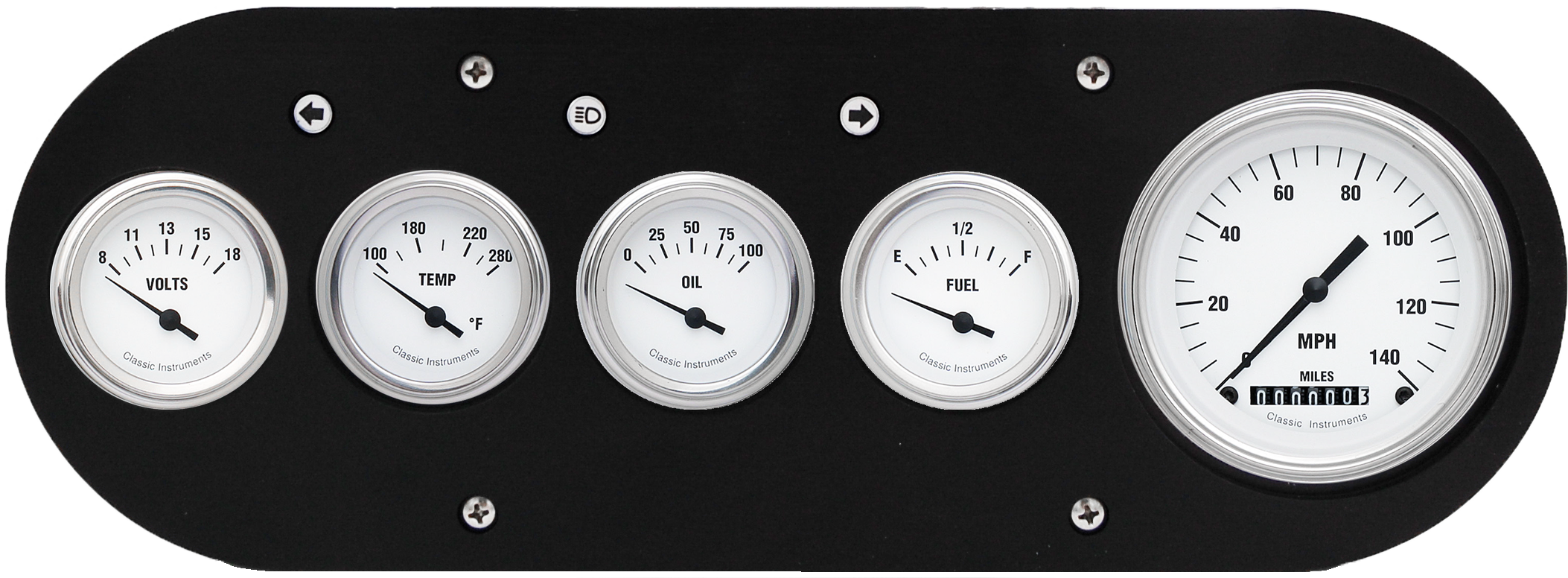 1954-1958 Dodge Truck Aluminum 5 Gauge Panel w/ Classic Instruments White Hot Gauges