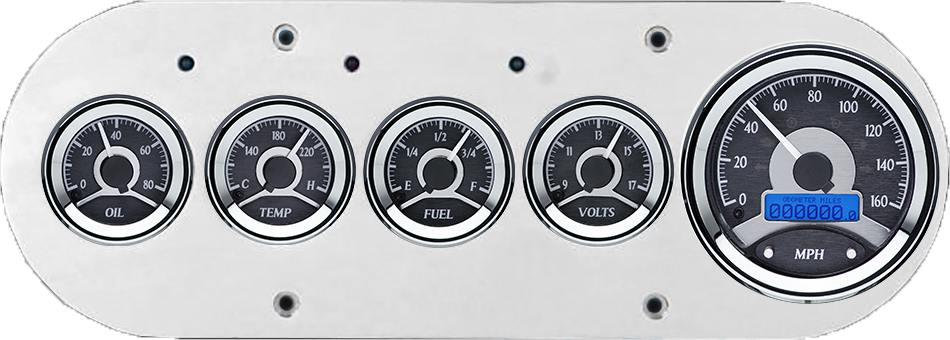 1954-1958 Dodge Truck Billet Aluminum Gauge Panel w/ Dakota Digital VHX-1050 Black Alloy Gauges
