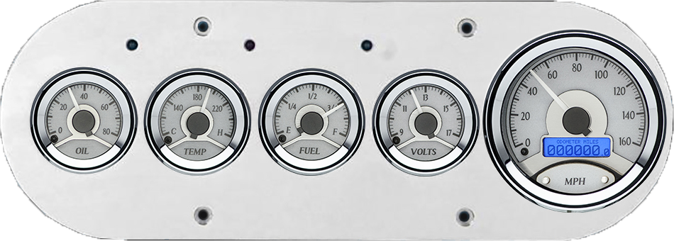 1954-1958 Dodge Truck Billet Aluminum Gauge Panel w/ Dakota Digital VHX-1050 Silver Alloy Gauges