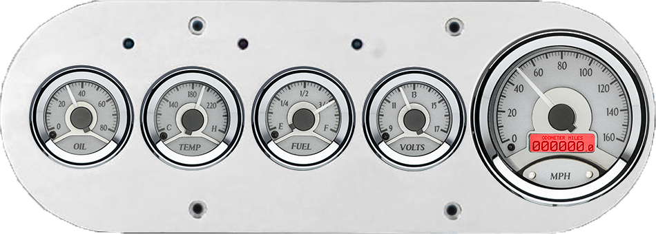 1954-1958 Dodge Truck Billet Aluminum Gauge Panel w/ Dakota Digital VHX-1050 Silver Alloy Gauges - Image 3