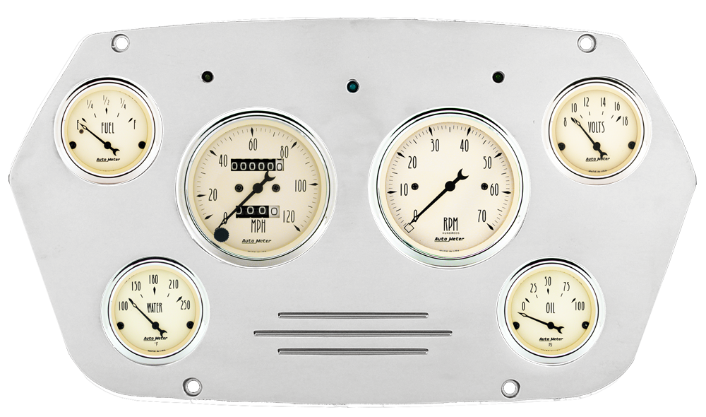 1959-1960 Dodge Truck Aluminum 6 Gauge Panel w/ Auto Meter Street Rod series gauges - Image 3
