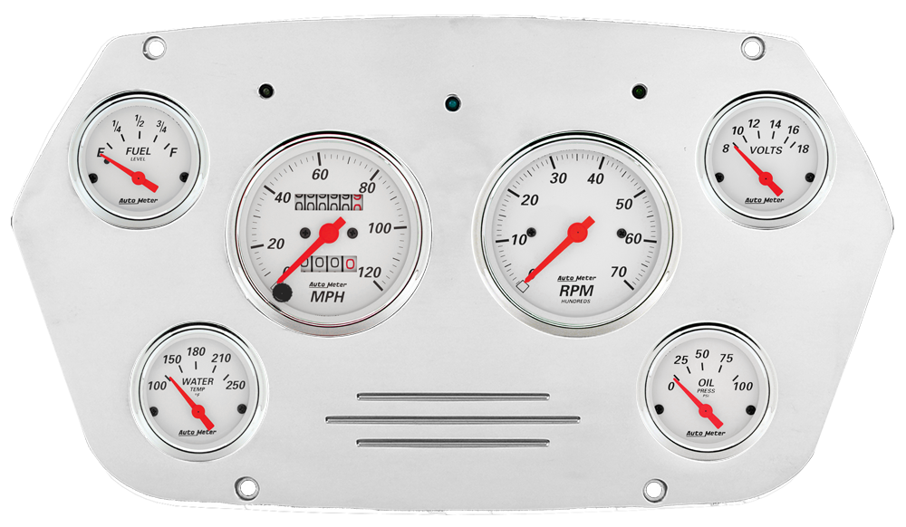 1959-1960 Dodge Truck Aluminum 6 Gauge Panel w/ Auto Meter Street Rod series gauges